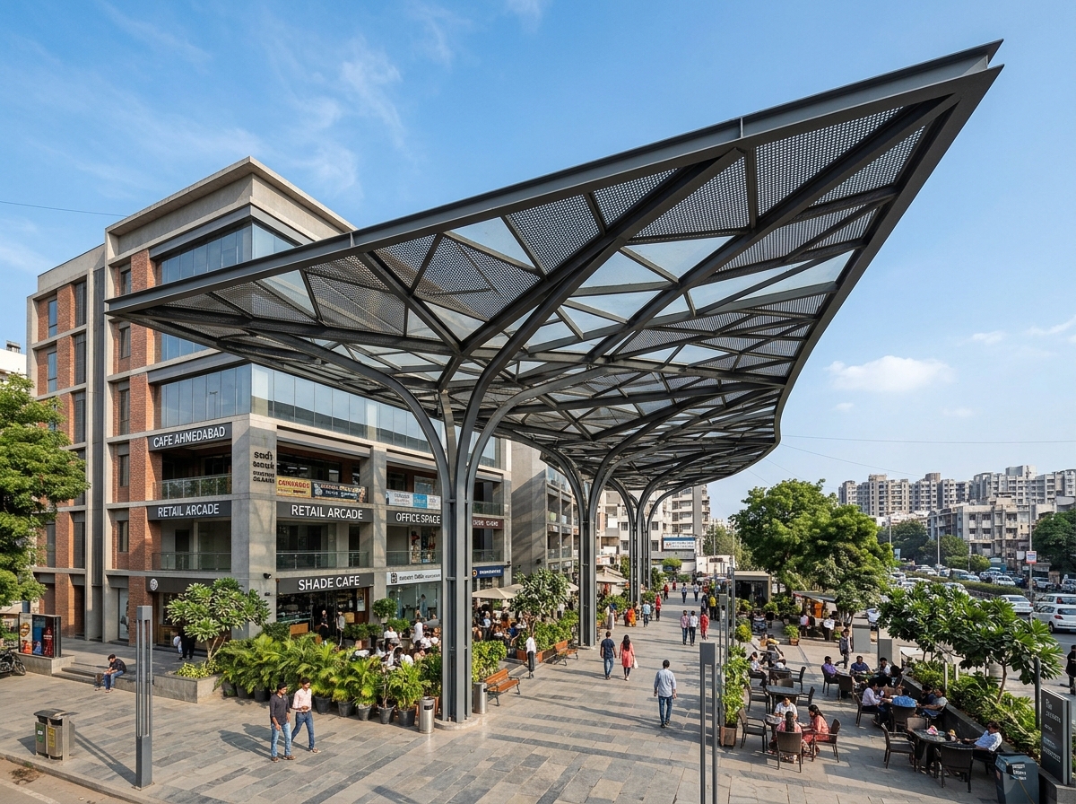 Completed weather shade structure by Star Fabrication